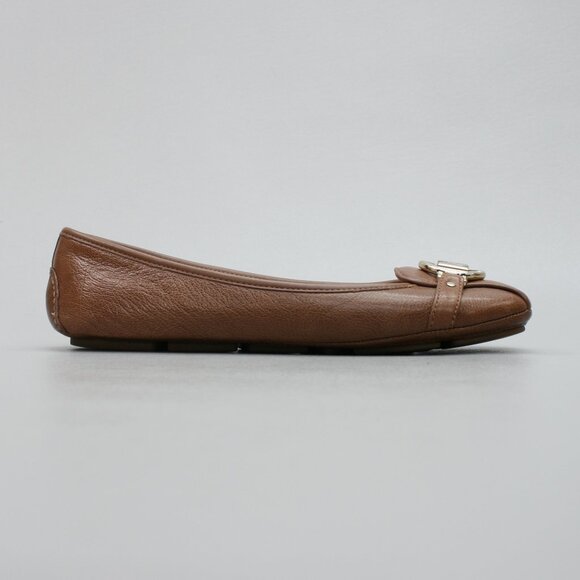 Michael Kors Ladies 10 M Brown Leather Logo Slip-on Loafers Ballet Flats Shoes - Picture 4 of 12